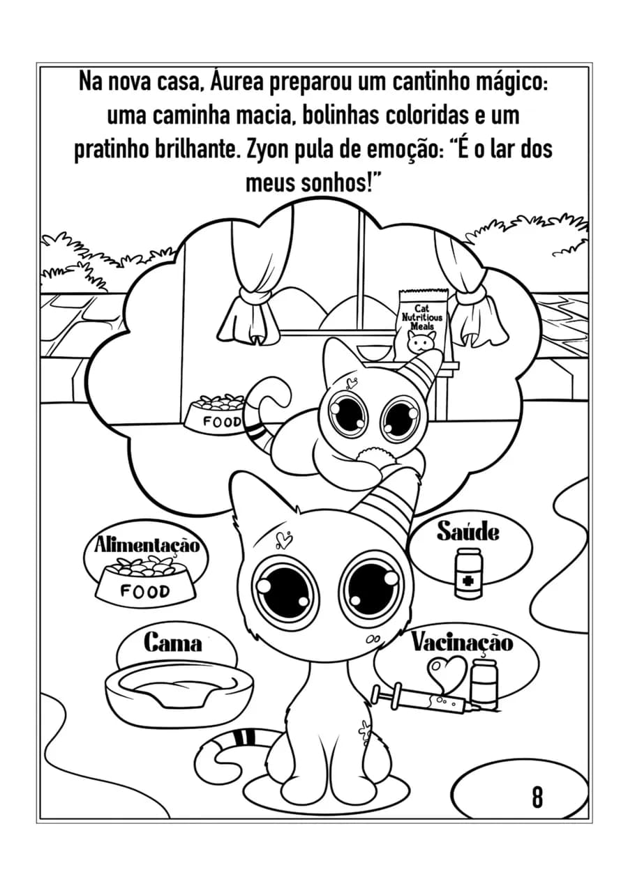 Página 9 do livro de colorir, em preto e branco, pronta para pintar